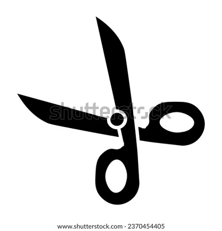 Scissors solid icon, stationery concept, office or school tool for cutting paper sign on white background, pair of scissors symbol in glyph style for mobile and web design. Vector graphics Royalty-Free Stock Photo #2370454405