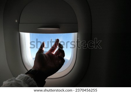 The window of the plane close-up