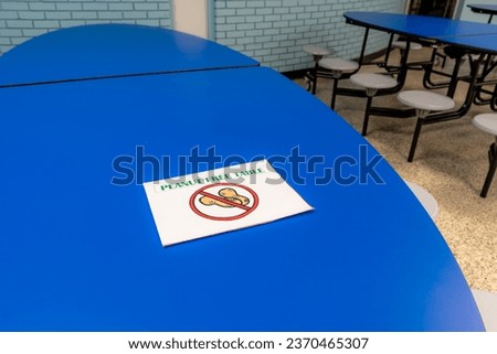 Close up of a peanut free, allergy, table at a school