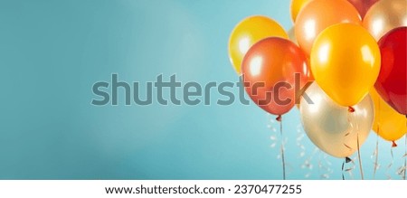 Set of colorful realistic mat helium balloons floating on blurred colorful background. balloons for birthday, party, wedding or promotion banners or posters. Vivid illustration in pastel colors. copy