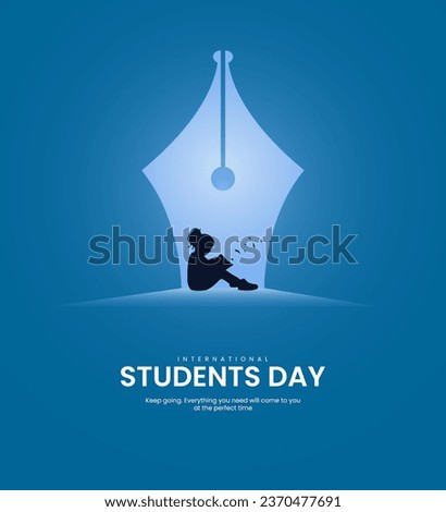 International Students Day. World Students Day creative design for banner, poster, and 3D Illustration. Royalty-Free Stock Photo #2370477691