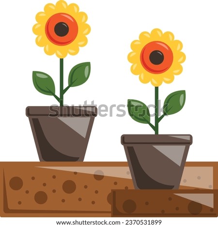 potted plant with sunlight and without sunlight concept, improving plant growth vector color icon design, Lawn and Gardening symbol, Farm and Plant sign, agriculture and horticulture equipment stock
