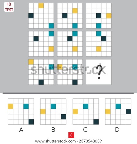 matrix, algorithm intelligence question. Iq test symmetry questions.  Royalty-Free Stock Photo #2370548039