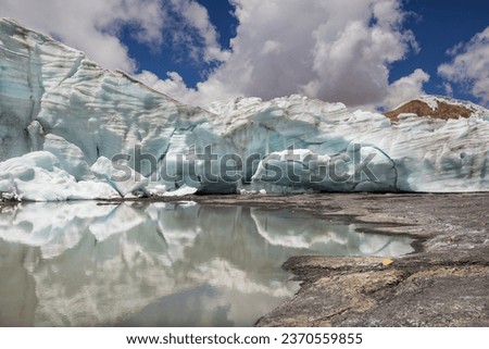 Icebergs in the  lake in high Cordillera Blanca mountains,  Peru, South America