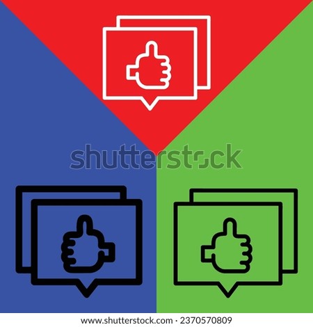 Chat Vector Icon, Outline style icon, from Advertisement icons collection, isolated on Red, Yellow, Green and White Background.