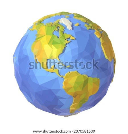 Vector Low Poly Earth Illustration. Polygonal Globe. North and South America Royalty-Free Stock Photo #2370581539