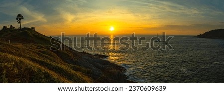 Sunset at Laem Phromthep best Sunset Viewpoint in Phuket, Thailand A Breathtaking Sunset Over Laem Phrom Thep Beach Photo Background And Picture