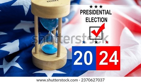 Vote United States flag. Presidential Election in USA. Vote day in November. US Election. Patriotic american element. For poster or banner Royalty-Free Stock Photo #2370627037
