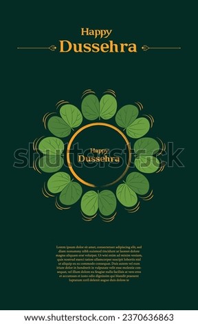 dussehra festival creative poster design with golden leaf Royalty-Free Stock Photo #2370636863