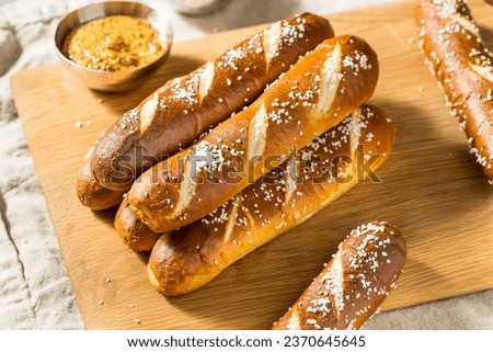Homemade Soft Pretzel Bread Sticks with Salt Royalty-Free Stock Photo #2370645645