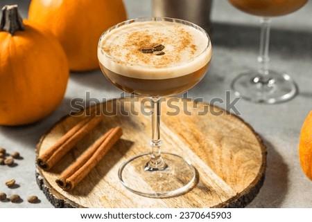 Boozy Pumpkin Spice Espresso Martini with Vodka Royalty-Free Stock Photo #2370645903