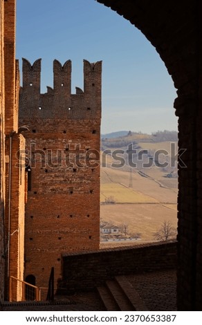 Medieval village Castell'Arquato and castles of Emilia Romagna, Piacenza,Italy.