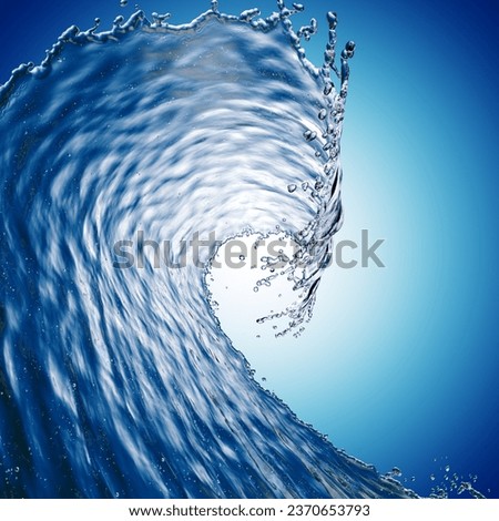 blue water splash isolated on blue background. High quality 3D Render