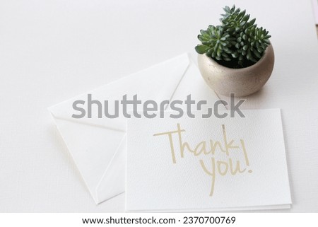 thank you card with small succulent