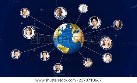 Communication network of multi national people. Global network. Royalty-Free Stock Photo #2370710667