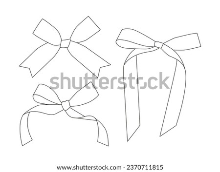ribbon illustration set. A ribbon is a knot that ties string in the shape of a butterfly used for gifts, decorations, accessories, and fashion.
