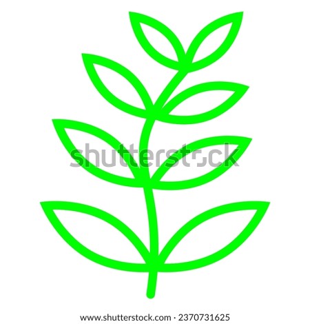 leaf icon isolated on white background, simple art, line art, green line, illustration, element