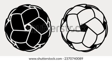 Sepak takraw ball black outline icon sports design template vector illustration