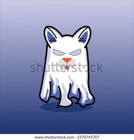 cat ghost halloween funny vector angry face illustration