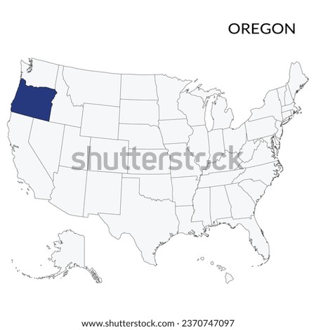 Oregon Map. Map of Oregon. USA map in blue color. 