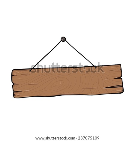 Vector Single Cartoon Wooden Signboard