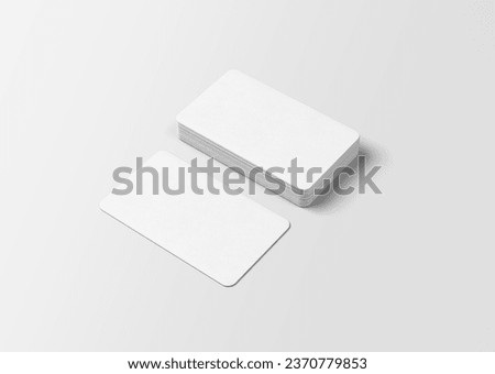 white plain blank empty round corner business card stack on isolated background