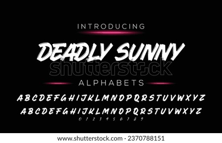 Hand drawn vector alphabet. Script font. Isolated letters written with marker, ink. Calligraphy, lettering Royalty-Free Stock Photo #2370788151