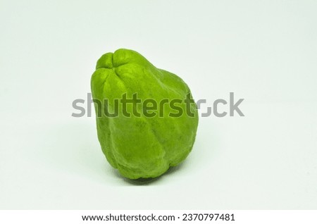 Fresh green Chayote fruit isolated on white background