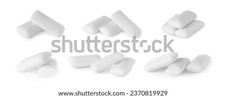 Pellet chewing gums isolated on white, set Royalty-Free Stock Photo #2370819929