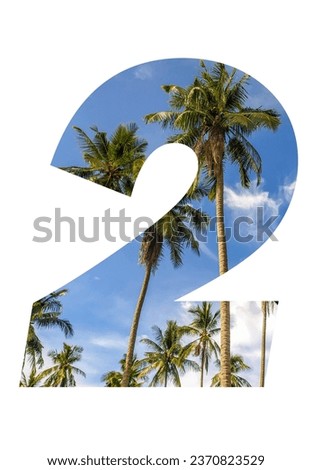 Symbol of the number two with a picture of a coconut tree 