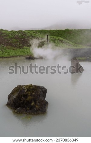 The Hveradalir Geothermal Area in Iceland on a Foggy Summer Day
