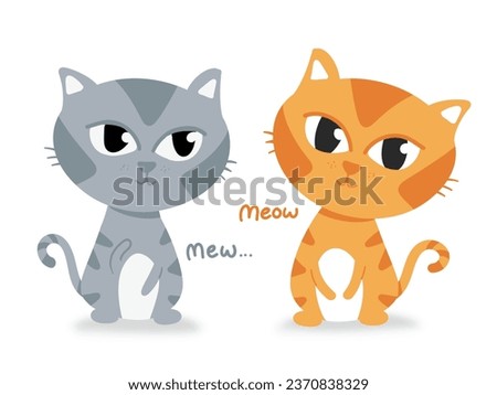 gray cat and cute orange cat sitting together