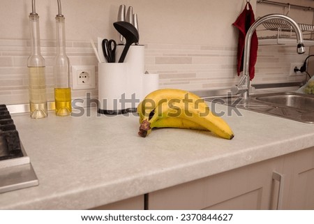 Ripe Bananas on a Table: Colorful and Healthy Fruit Stock Photography