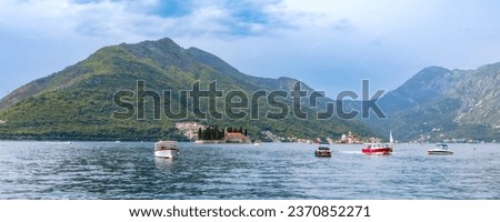 Perast, Montenegro Church of Our Lady of the Rocks and Island of Saint George, Bay of Kotor banner