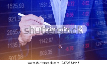 Quantitative easing written in search bar with the financial data visible on background, Quantitative easing concept stock Market online marketing Royalty-Free Stock Photo #2370853445