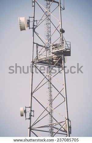 high tower with antenna for radio - retro, vintage style look