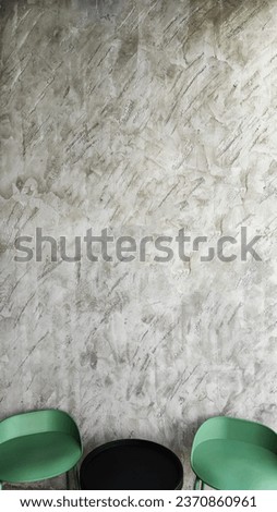 Green Chair Set with Dark grey cement wall texture background - Surface Backdrop and detail. or black and white color loft style design  