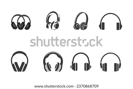 Headphone Clip Art Illustration Big Collection Set. Headphone DJ Technology, Headset Audio Sound Speaker, Microphone Ear Phone Vector Art With Element.