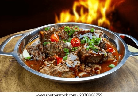 Boiled meat with sauce food