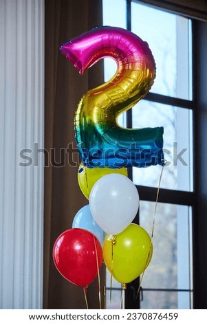 A balloon in the form of the number 2. Children's Birthday Decor