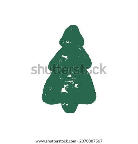 Textured vector Christmas tree isolated on white background. Abstract fir or pine hand painted tree clip art 