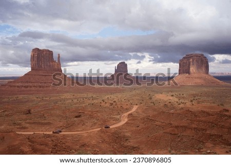 Monument Valley during sunset with clouds
