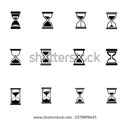 Hourglass Vector Illustration Collection, Hourglass Clip Art Clock Timer. Hour Watch Minute Deadline Second Art, Stopwatch Vector, 3d Hourglass Isolated, Process Countdown Cartoon Set. 
