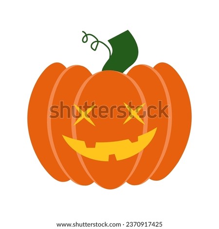 Eerie Halloween Pumpkin Emoticon Flat Vector