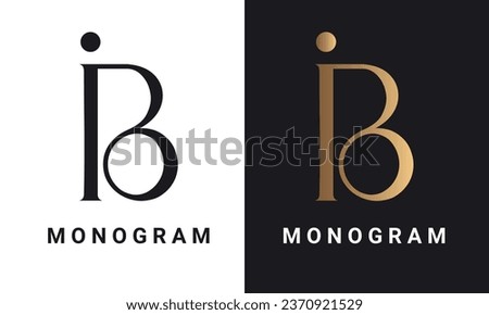 Luxury Initial IB or BI Monogram Text Letter Logo Design