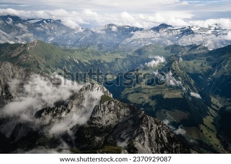 flight with a superlight aircraft from grenchen airport in switzerland to see the swiss alps from above Royalty-Free Stock Photo #2370929087