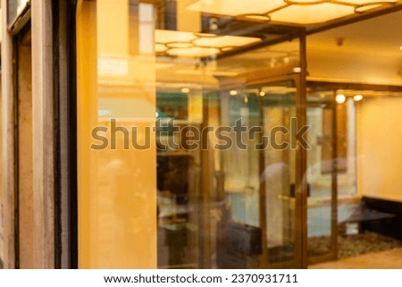 Modern shop window with a pristine, clean surface. For logo or text promotion