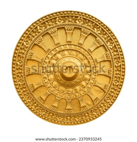 Dharmachakra wheel, a symbol in Buddhism isolated on white background. This has clipping path.