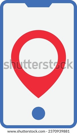 Pin Location Smartphone Icon Vector Flat Illustration