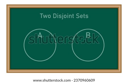 Venn diagram of two disjoint circles. Vector illustration isolated on chalkboard. Royalty-Free Stock Photo #2370960609